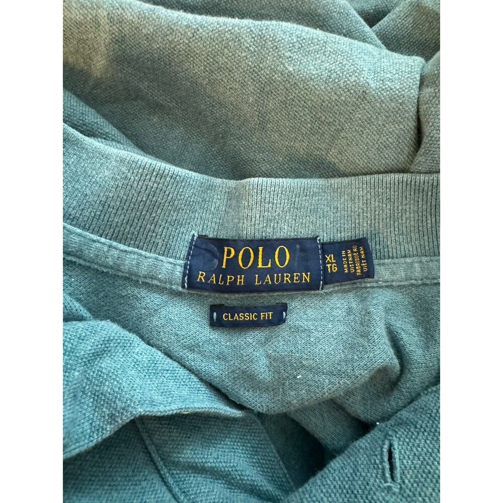 Polo Ralph Lauren Polo Shirt Mens XL Turquoise Teal Yellow Pony Short Sleeve - Picture 7 of 7